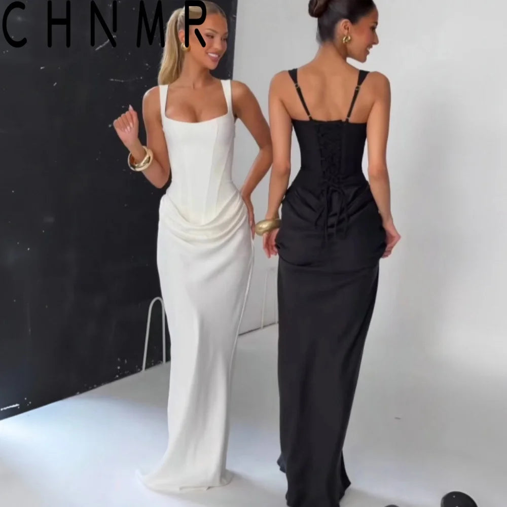 Backless Ruched Bandage Bodycon Maxi Dress