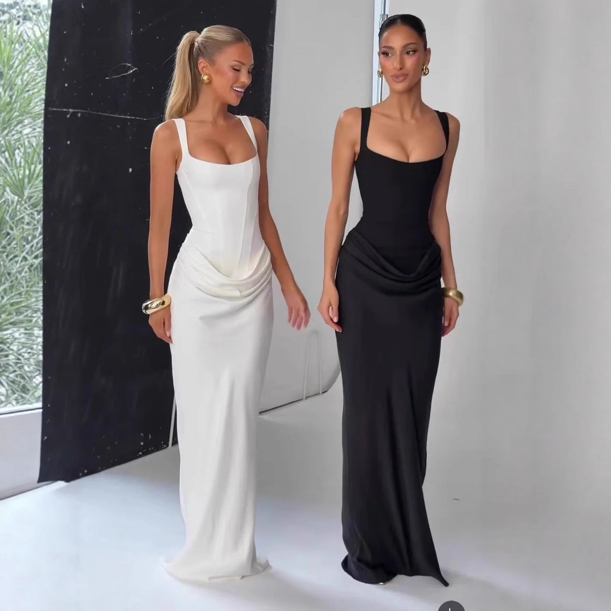 Backless Ruched Bandage Bodycon Maxi Dress
